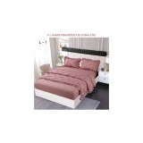 Cumpara ieftin Lenjerie de Pat Finet, Pliuri Brodate cu Elastic, 4piese, Roz Inchis - PUC121