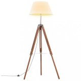 Lampa de podea trepied, maro miere si alb, 141 cm, lemn de tec GartenMobel Dekor, vidaXL