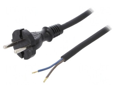 Cablu 2x1mm2 CEE 7/17 mufă 4m negru 16A foto