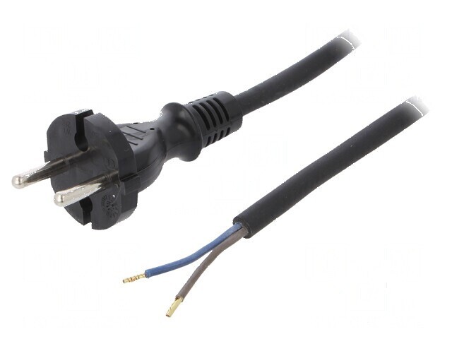 Cablu 2x1mm2 CEE 7/17 mufă 4m negru 16A