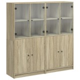 Cumpara ieftin Biblioteca cu usi stejar sonoma 136x37x142 cm lemn compozit