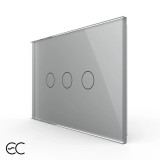 Cumpara ieftin Intrerupator triplu touch Livolo din sticla gri, ZigBee EC, standard italian