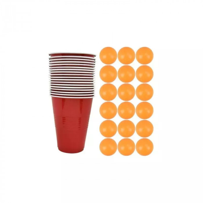 Joc de baut Beer Pong, pentru petreceri, 36 piese, Gonga&reg; Rosu