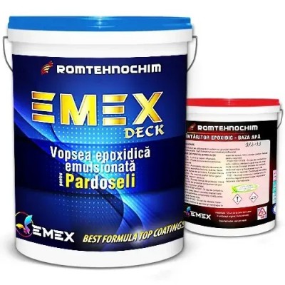 Pachet Vopsea Epoxidica Emulsionata Pardoseli &amp;ldquo;Emex Deck&amp;rdquo; - Maro - Bid. 4 Kg + Intaritor 4 Kg foto