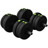 SPORTNOW Set Greutăți 2 &icirc;n 1 cu Gantere Convertibile &icirc;n Halteră și Reglabile, 105x20x20 cm, Negru | Aosom Romania