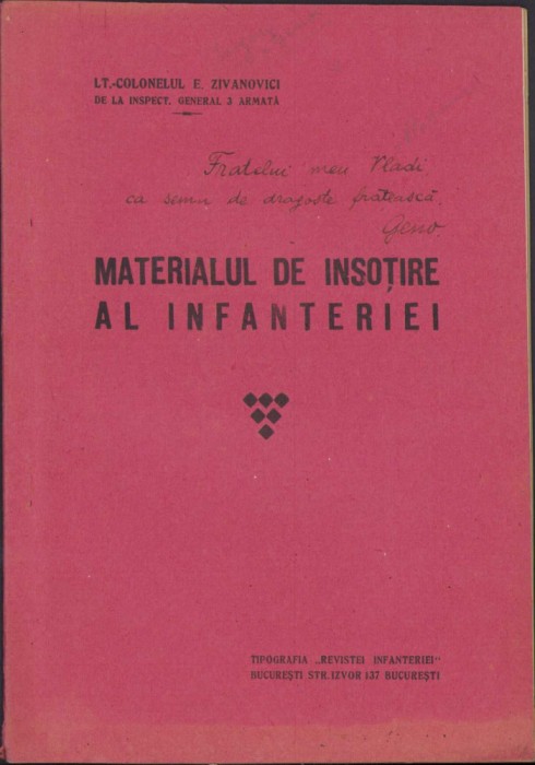 HST C452 Materialul de &icirc;nsoțire al infanteriei Zivanovici fără an interbelică