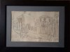 Tia PELTZ (1923-1999)-Sinagoga "Credinţa" (str. Toneanu) din Bucureşti, grafică &icirc;n tuş, Peisaje, Carbune, Avangardism