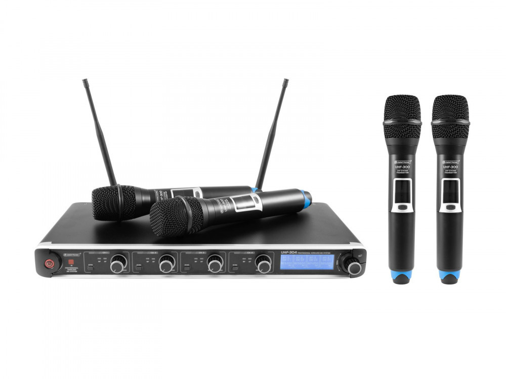 Set wireless cu receiver si 4 microfoane, Omnitronic UHF-304  823-832/863-865MHz | Okazii.ro