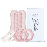 Set Ondulator fara Caldura pentru bucle naturale Salestore.ro&reg;, din tesatura de calitate, 2 elastice, Clesti par, Roz