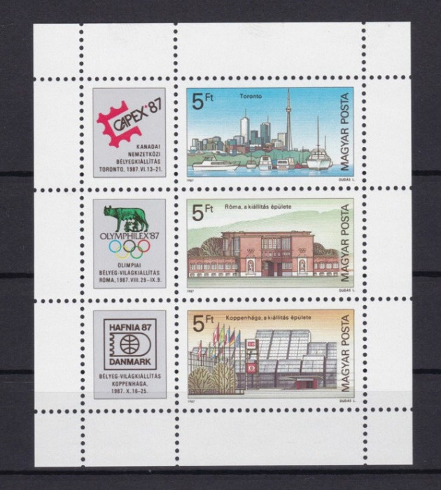 Ungaria, bloc, cladiri, 1987, MNH