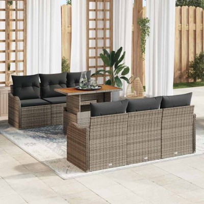 vidaXL Set de canapele pentru grădină 7 pcs Gri 100 x 55 x 73 cm 3349404 foto