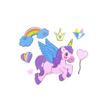 Decoratiune de perete pentru camera copilului, model Unicorn, 44 cm, Multicolor, BBL2249, BIBILEL