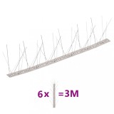 VidaXL Set bandă cu țepi antipăsări cu 5 r&acirc;nduri, 6 buc., oțel, 3 m