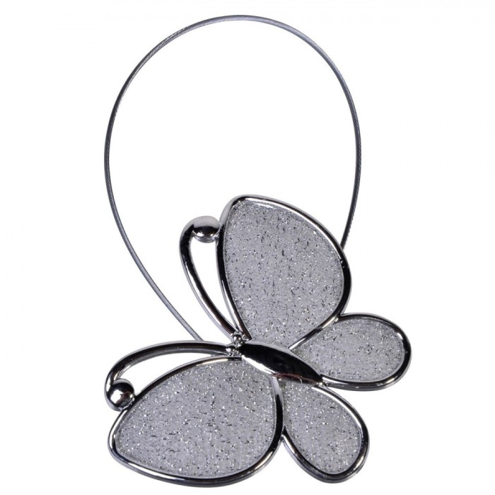 Broșă Perdele Magnet, Fluture, Argintiu, 20 cm