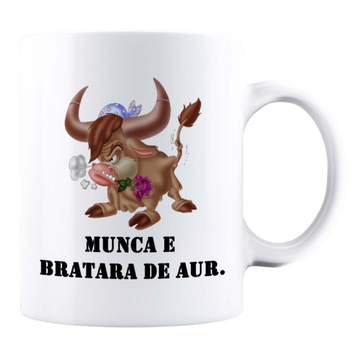 Cana alba personalizata &quot;Zodia Taur&quot;, INOVATIX&reg;. 330ml