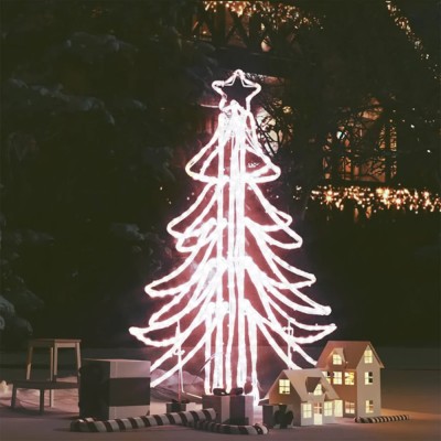 vidaXL Figurină brad de Crăciun pliabil LED, alb cald, 87x87x93 cm 343297 foto