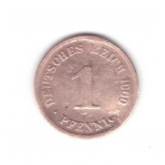 Moneda Germania 1 pfennig 1900 A, curata, stare buna