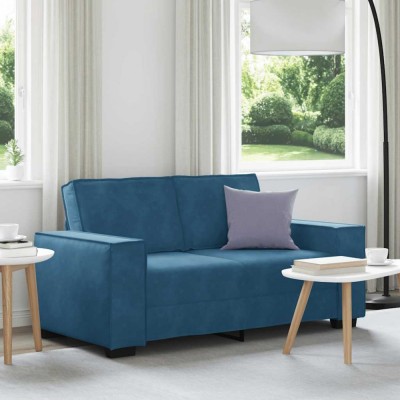 vidaXL Canapea cu 2 locuri, albastru, 120 cm, catifea 4105019 foto