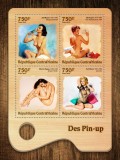 AFRICA CENTRALA 2016 - Arta, modele, pin-up girls / set complet - colita+bloc MNH ( 2 imagini), Nestampilat