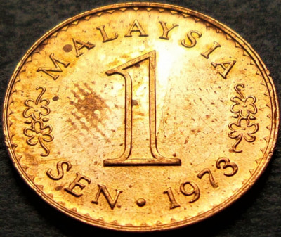 Moneda 1 SEN - MALAEZIA, anul 1973 *cod 5311 A = patina + luciu de batere foto