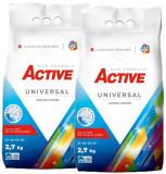 Detergent Universal de rufe pudra Active, 2 x 2.7kg, 72 spalari