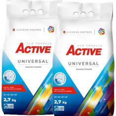 Detergent Universal de rufe pudra Active, 2 x 2.7kg, 72 spalari