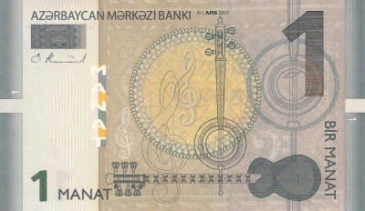 AZERBAIDJAN █ bancnota █ 1 Manat █ 2017 █ P-31b █ UNC █ necirculata foto