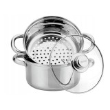 Oala pentru fiert la abur, din inox, cu capac, 2.5 litri, 18 cm, Kinghoff