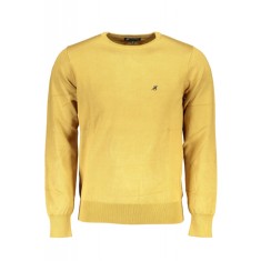Pulover barbati cu logo si croiala Slim fit galben, 3XL
