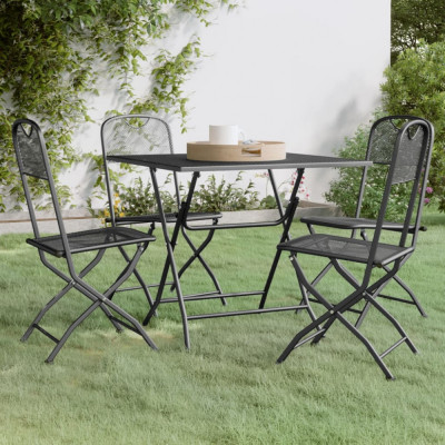 vidaXL Set mobilier grădină 5 piese antracit plasă metalică expandată foto