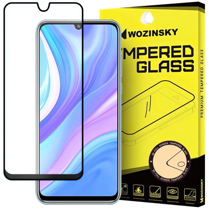Folie Protectie Ecran WZK pentru Huawei P40 lite, Sticla securizata, Full Face, Full Glue, Neagra