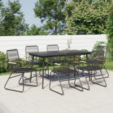Cumpara ieftin Set mobilier de grădină, 7 piese, negru, ratan PVC