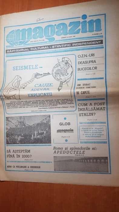 ziarul magazin 16 iunie 1990- CM de fotbal romania-urss 2-0 - 2 goluri lacatus