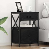 vidaXL Dulap de noapte cu sertar 2 pcs Stejar negru 40 x 31 x 60 cm