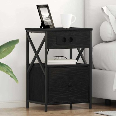 vidaXL Dulap de noapte Stejar negru 40 x 31 x 60 cm Lemn compozit foto