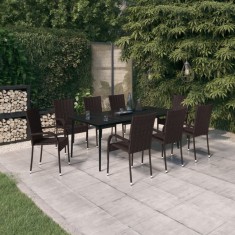 Gossi set mobilier de gradina, 9 piese, maro si negru
