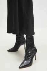 Answear Lab botine femei, culoarea negru, cu toc cui