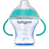 BabyOno Take Care Non-spill Cup with Soft Spout cană pentru antrenament cu m&acirc;nere Turquoise 3 m+ 180 ml