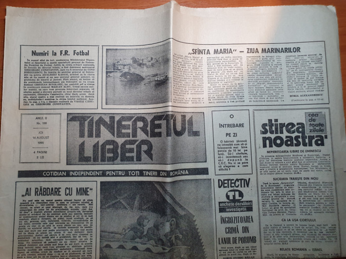 ziarul tineretul liber 16 august 1990-adrian nastase ministru afacerilor externe