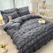 Lenjerie pat dublu creponata,bumbac finet,6 piese,gri-A881