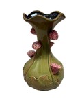 Vază ceramică &bdquo;Lotus&rdquo;, verde, cu capsule de semințe roz
