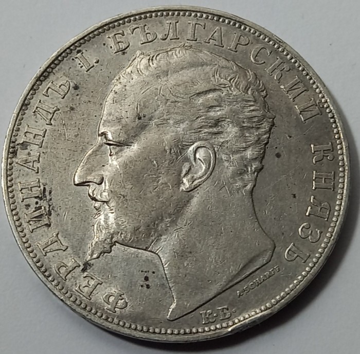 Bulgaria, 5 Leva 1894, Argint.
