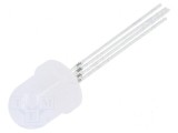 LED RGB 8mm Convex cu Unghi de 60&deg; - Tensiune de Funcționare 3&divide;15VDC, Nr. Term: 4, Optosupply
