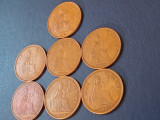 Lot 7 monede UK, One 1 penny 1961 1962 1963 1964 1965 1966 1967 , stari EF+/aUNC, Europa