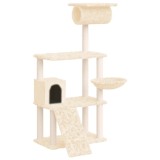 Cumpara ieftin Ansamblu de pisici cu stalpi din funie de sisal, crem, 131 cm