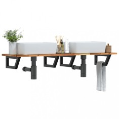 vidaXL Raft pentru lavoar montat pe perete, oțel și lemn masiv acacia 3302735