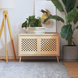 Uși Dulap Zăbrele vidaXL, 2 buc, 39.5x39.5cm, Lemn Pin Masiv, Maro, Accesorii Mobilă, Multifuncționale