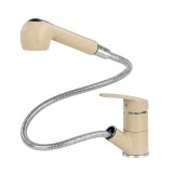 Baterie Chiuveta Bucatarie Yato Carol Bej Extractibila Inox, Zincat, Montare Incastrat/Blat, 1 Orificiu