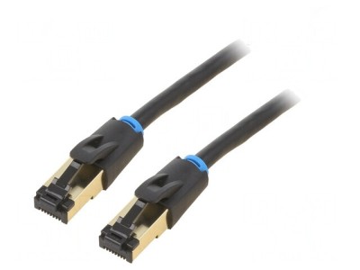 Patch Cord S/FTP Cat 8 Negru 3m OFC PVC Conectori Auriti foto