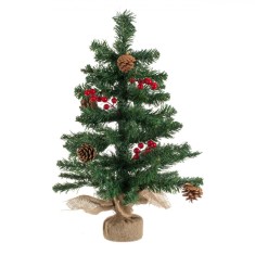 Brad de Craciun Artificial de Masa, 63 de Ramuri, Verde, 60cm, cu Baza de Iuta, CMCLASS